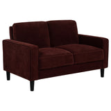 Tampa Furniture Outlet - Coaster - Ruth Fabric Upholstered Track Arm Loveseat Rust Red - 511212