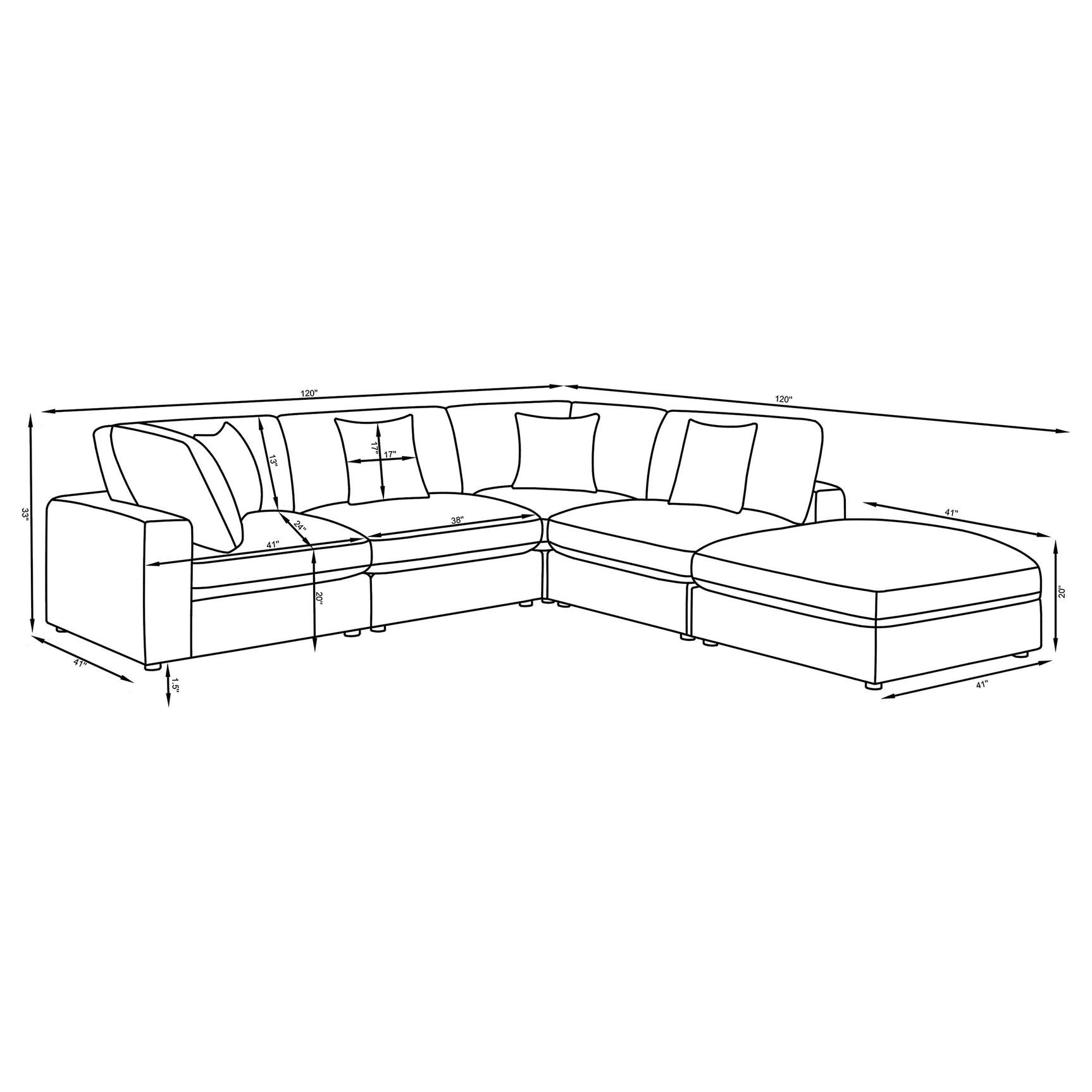 Serene 5-piece Upholstered Modular Sectional Sofa Beige - Tampa Furniture Outlet