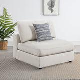 Serene Upholstered Armless Chair Beige - Tampa Furniture Outlet
