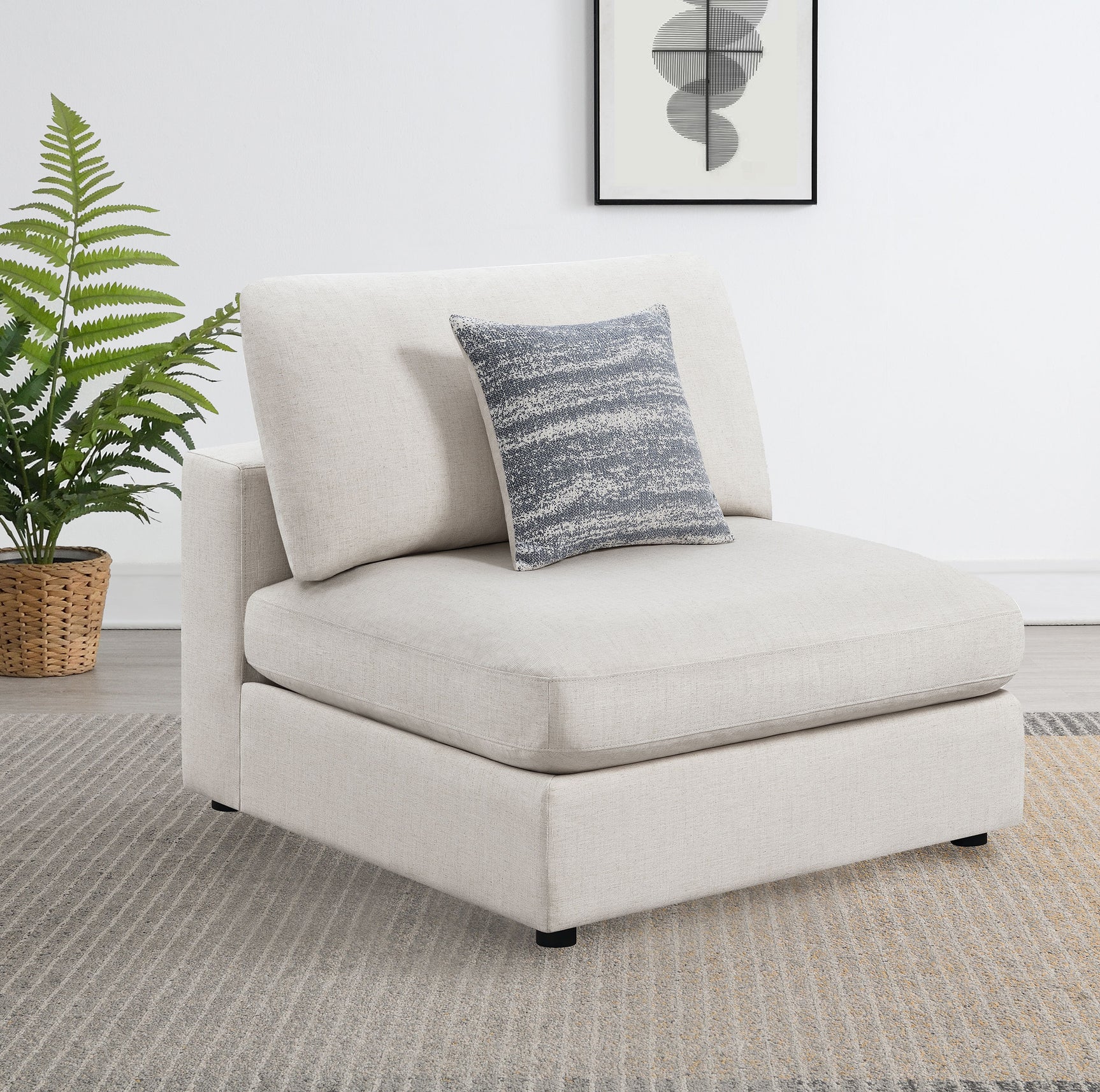 Serene Upholstered Armless Chair Beige - Tampa Furniture Outlet