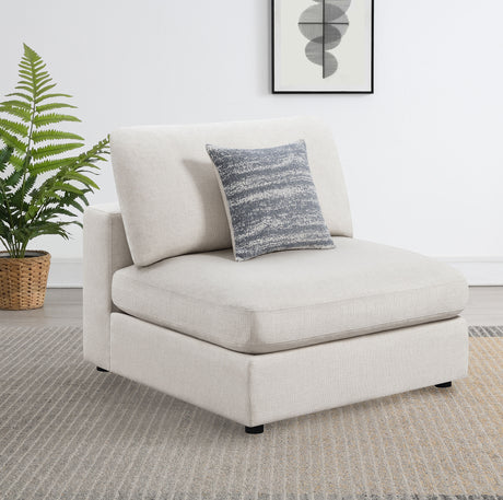 Serene Upholstered Armless Chair Beige - Tampa Furniture Outlet