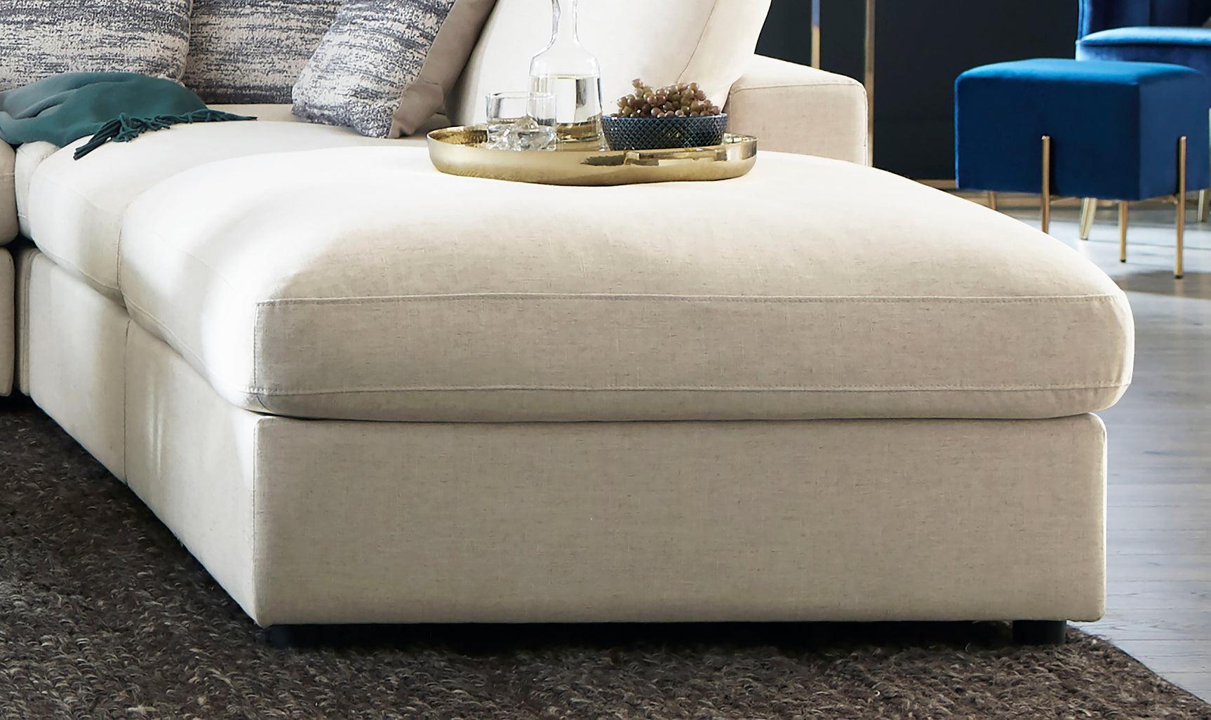 Serene Square Upholstered Ottoman Beige - Tampa Furniture Outlet
