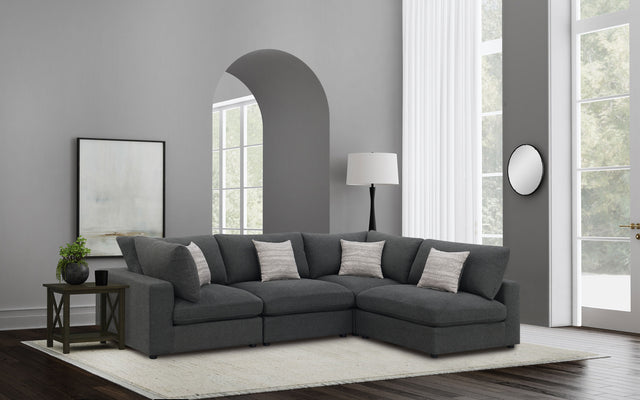Tampa Furniture Outlet - Coaster - Serene 4-piece Upholstered Modular Sectional Sofa Charcoal - 551324-SETA