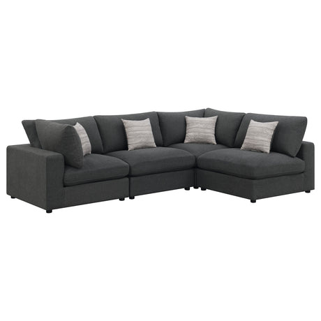 Serene 4-piece Upholstered Modular Sectional Sofa Charcoal - Tampa Furniture Outlet