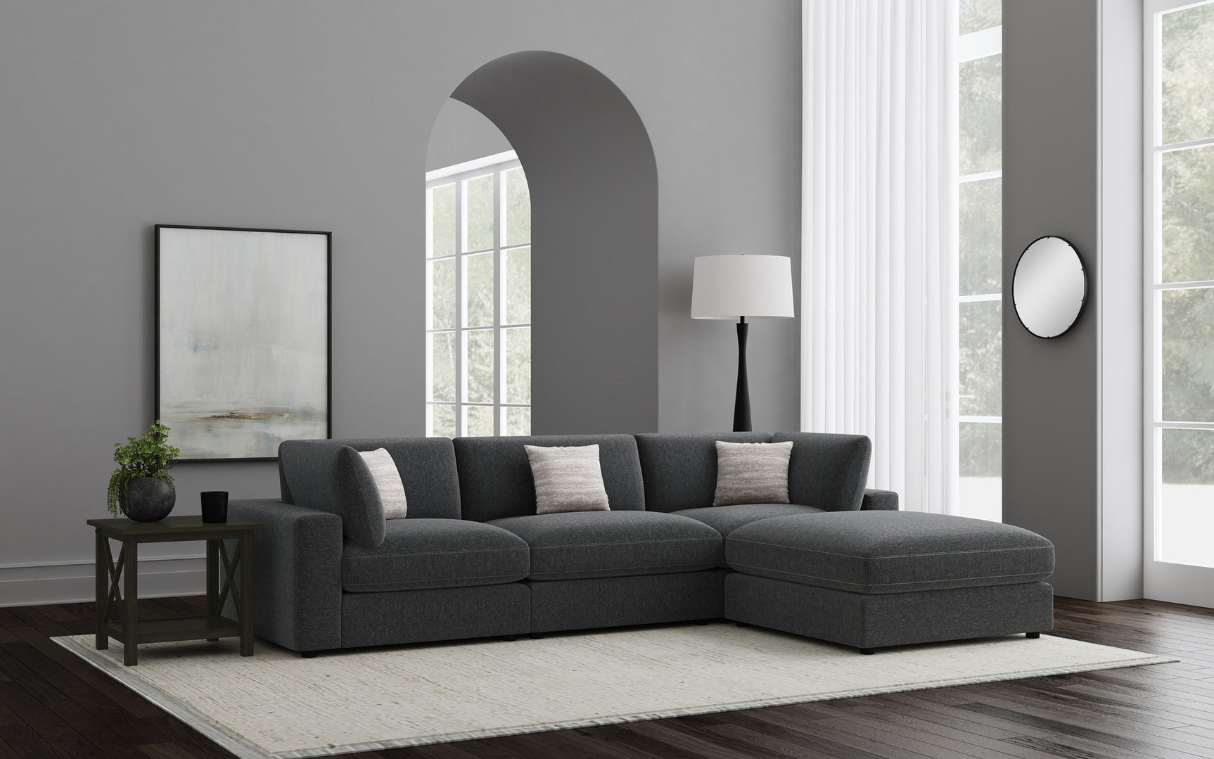 Tampa Furniture Outlet - Coaster - Serene 4-piece Upholstered Modular Sectional Sofa Charcoal - 551324-SETB