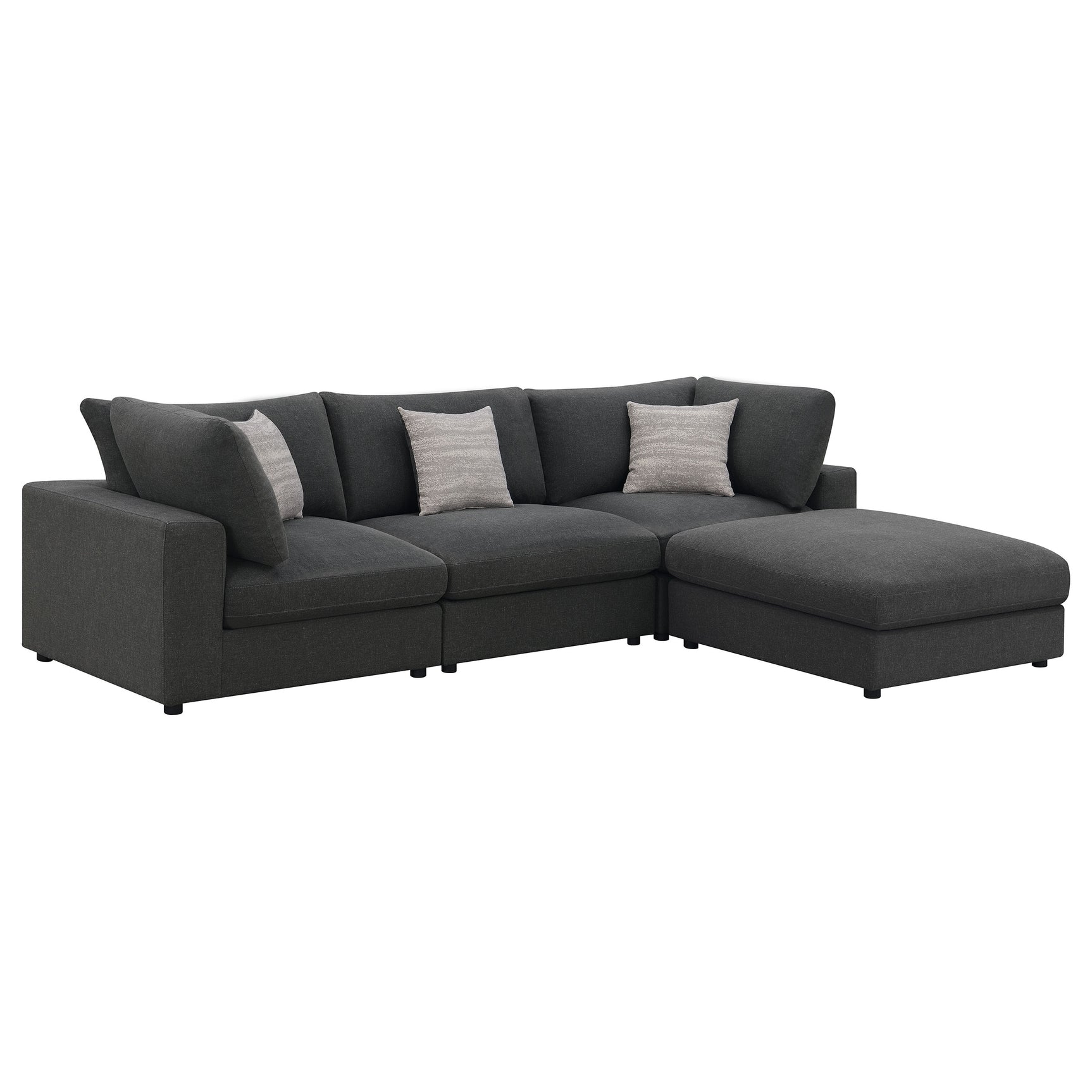 Serene 4-piece Upholstered Modular Sectional Sofa Charcoal - Tampa Furniture Outlet