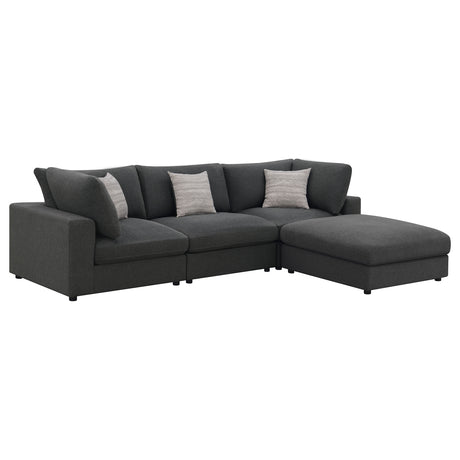 Serene 4-piece Upholstered Modular Sectional Sofa Charcoal - Tampa Furniture Outlet