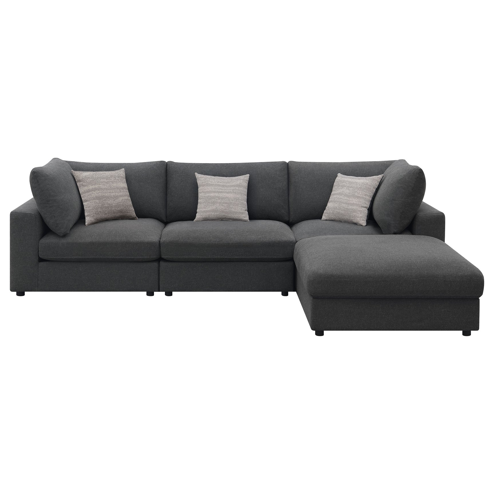 Serene 4-piece Upholstered Modular Sectional Sofa Charcoal - Tampa Furniture Outlet