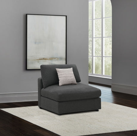 Serene Upholstered Armless Chair Charcoal - Tampa Furniture Outlet