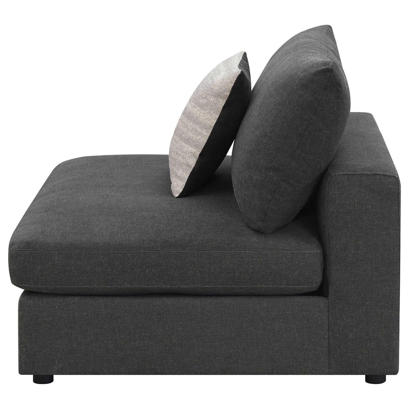Serene Upholstered Armless Chair Charcoal - Tampa Furniture Outlet