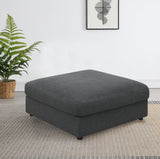 Serene Square Upholstered Ottoman Charcoal - Tampa Furniture Outlet