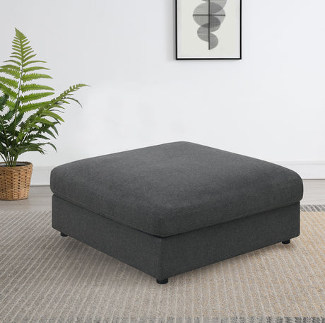 Serene Square Upholstered Ottoman Charcoal - Tampa Furniture Outlet
