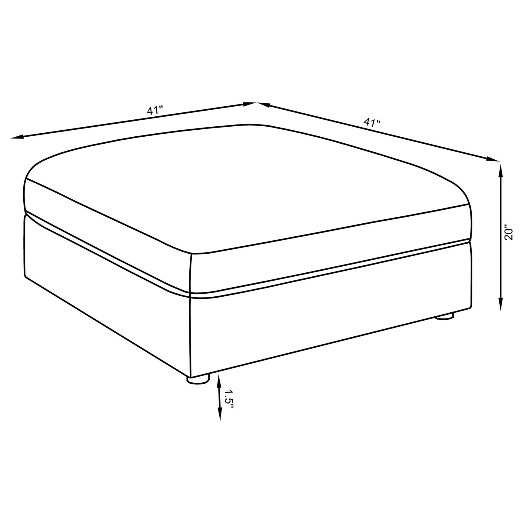 Serene Square Upholstered Ottoman Charcoal - Tampa Furniture Outlet