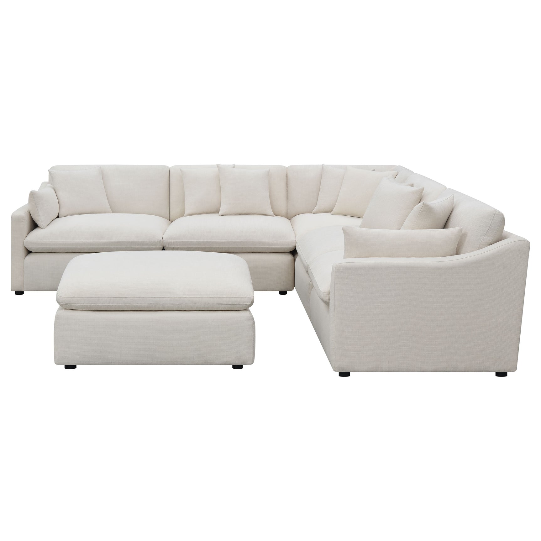 Hobson 6-piece Upholstered Modular Sectional Sofa Ivory - Tampa Furniture Outlet