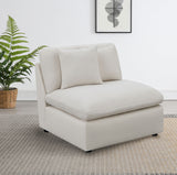 Hobson Upholstered Armless Chair Ivory - Tampa Furniture Outlet
