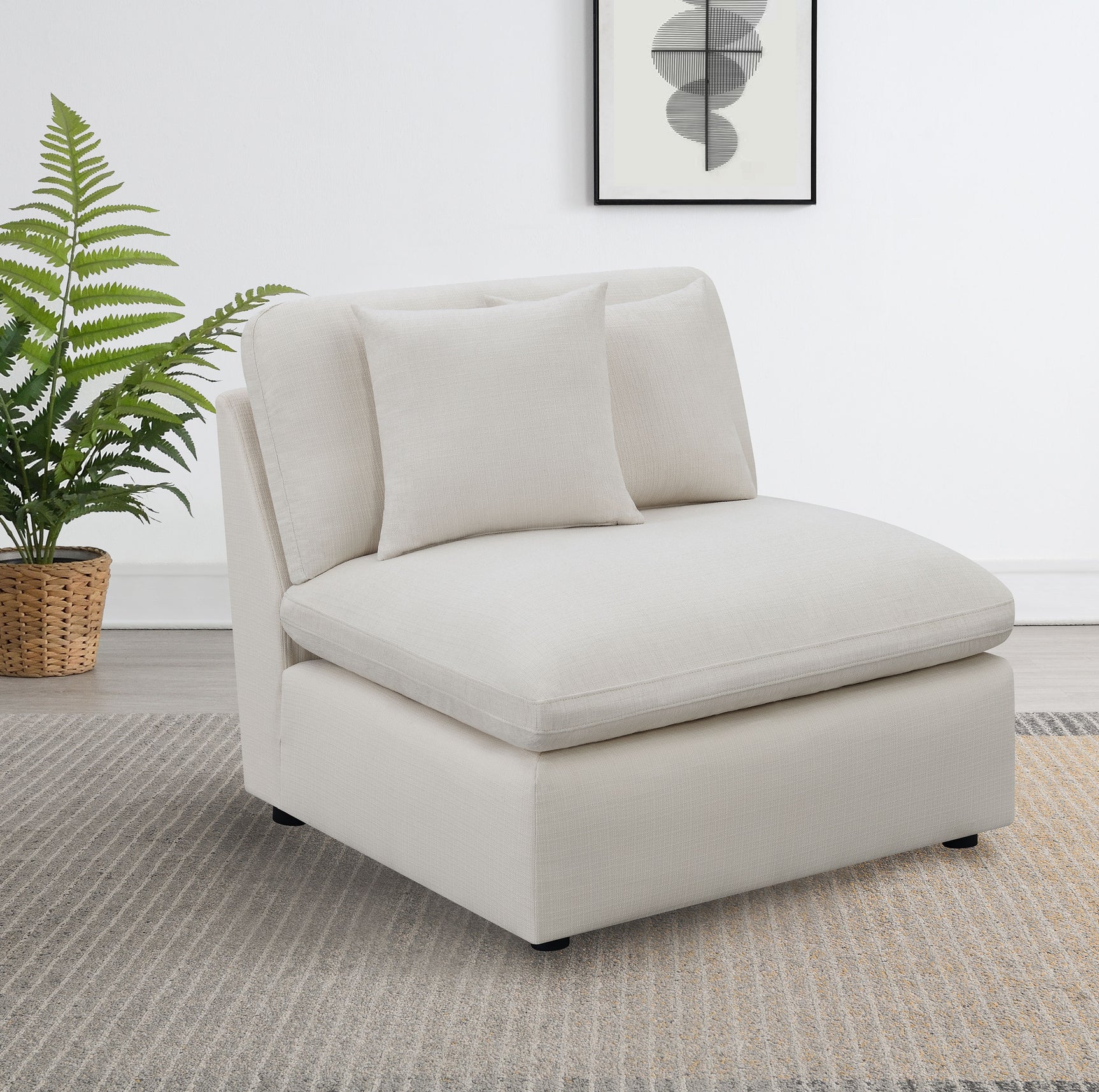 Hobson Upholstered Armless Chair Ivory - Tampa Furniture Outlet