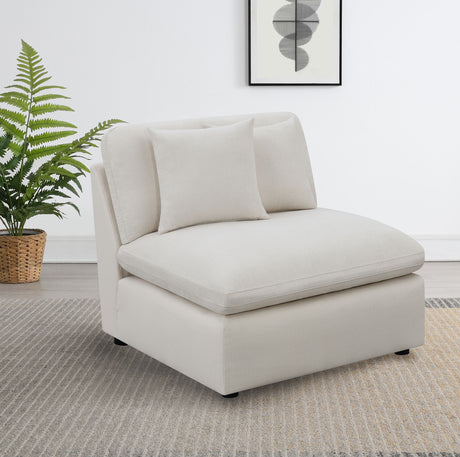 Hobson Upholstered Armless Chair Ivory - Tampa Furniture Outlet