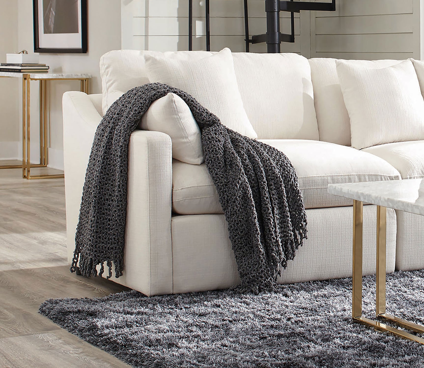 Hobson Upholstered LAF Chair Ivory - Tampa Furniture Outlet