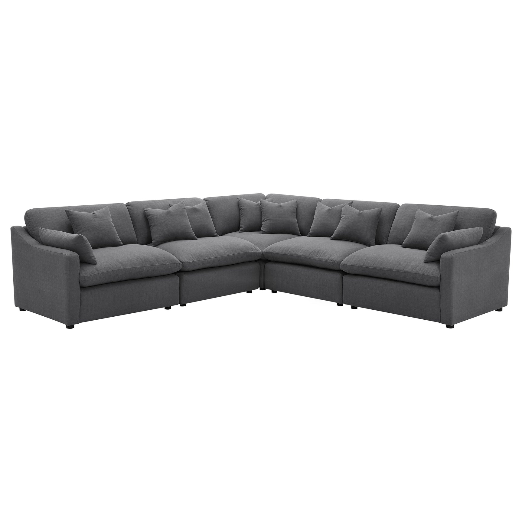 Hobson 5-piece Upholstered Modular Sectional Sofa Charcoal - Tampa Furniture Outlet