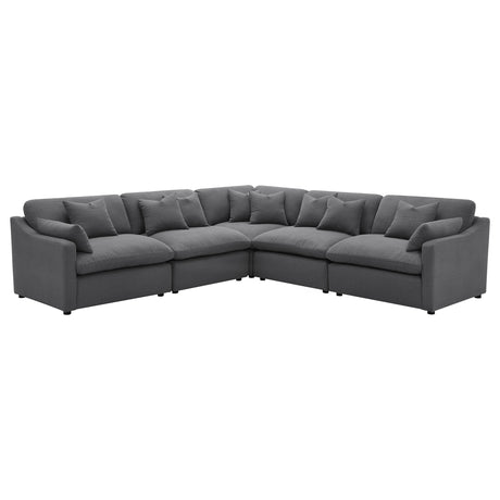 Hobson 5-piece Upholstered Modular Sectional Sofa Charcoal - Tampa Furniture Outlet