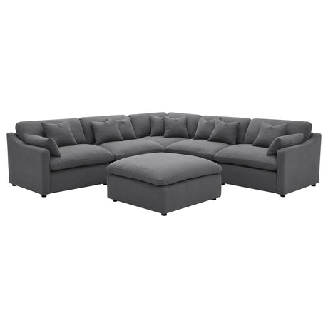 Hobson 6-piece Upholstered Modular Sectional Sofa Charcoal - Tampa Furniture Outlet