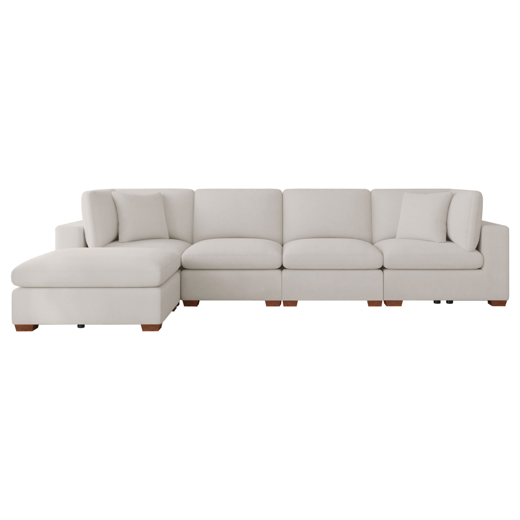 Lakeview 5-piece Upholstered Modular Sectional Sofa Ivory - Tampa Furniture Outlet