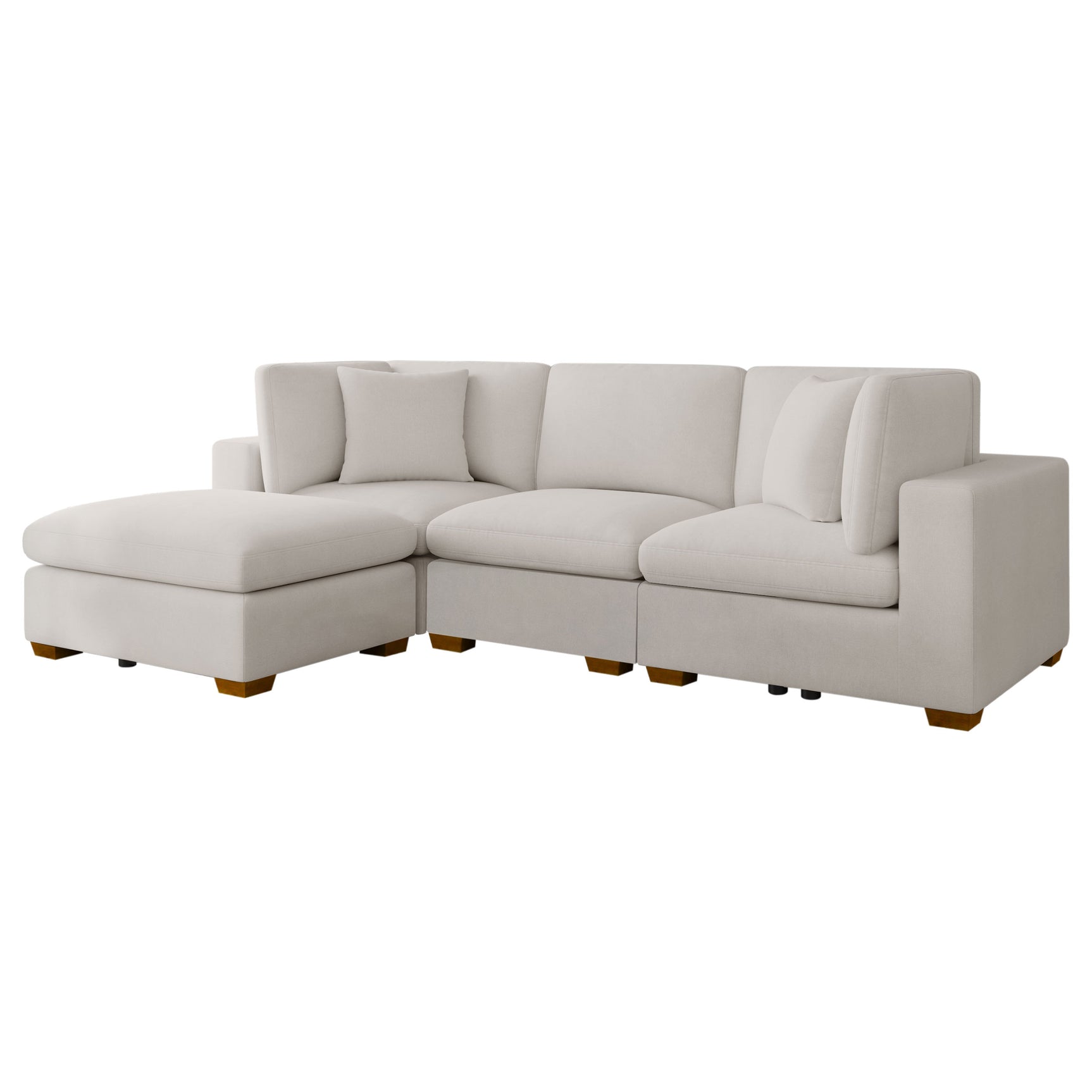 Lakeview 5-piece Upholstered Modular Sectional Sofa Ivory - Tampa Furniture Outlet