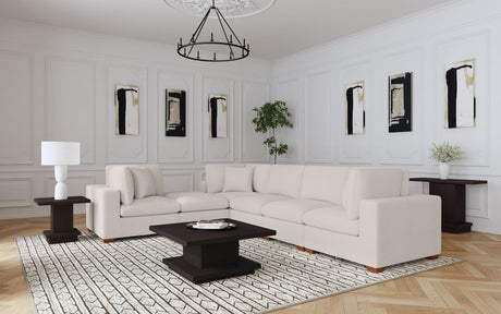 Lakeview 6-piece Upholstered Modular Sectional Sofa Ivory - Tampa Furniture Outlet