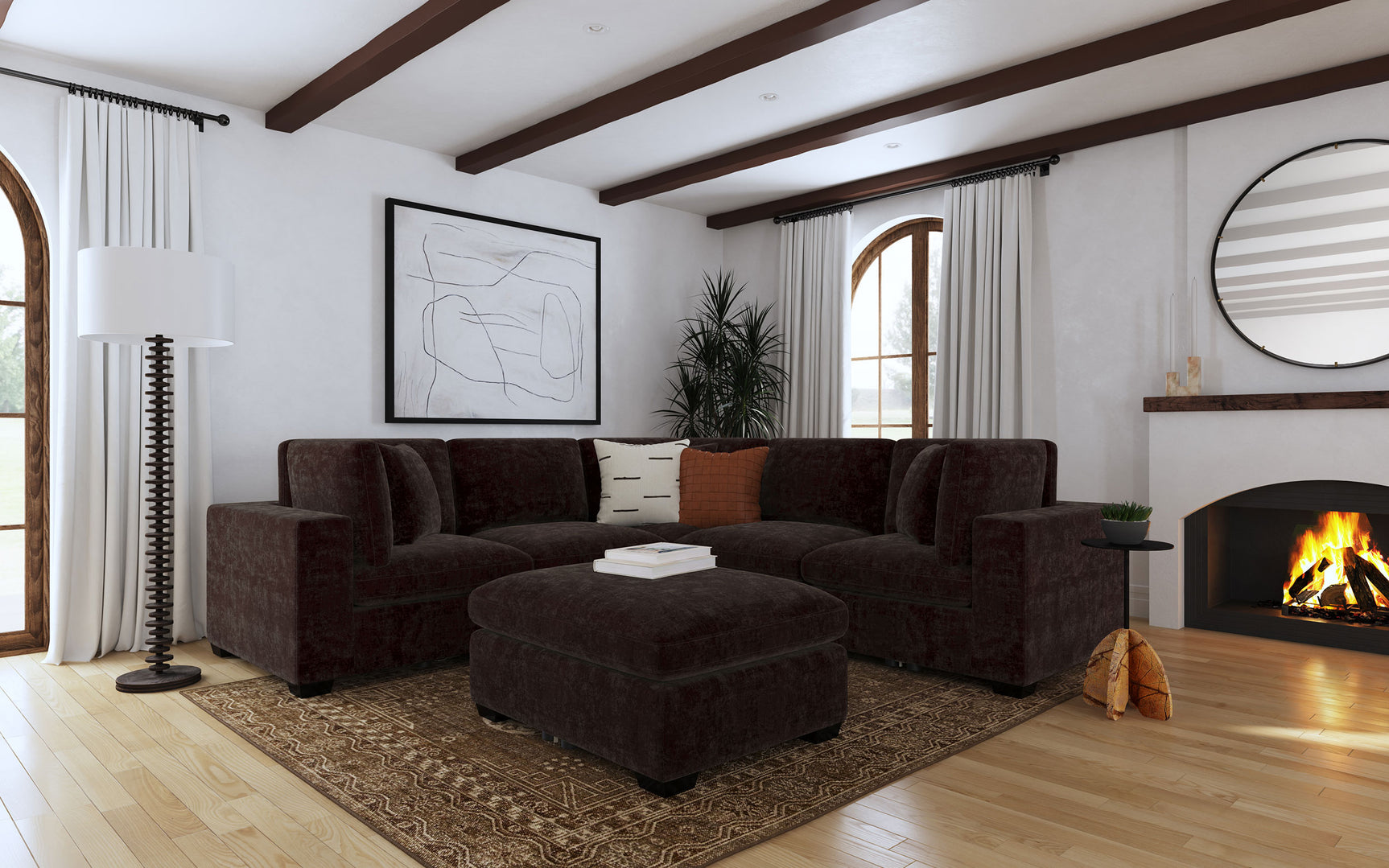 Lakeview Upholstered Corner Chair Dark Chocolate - Tampa Furniture Outlet