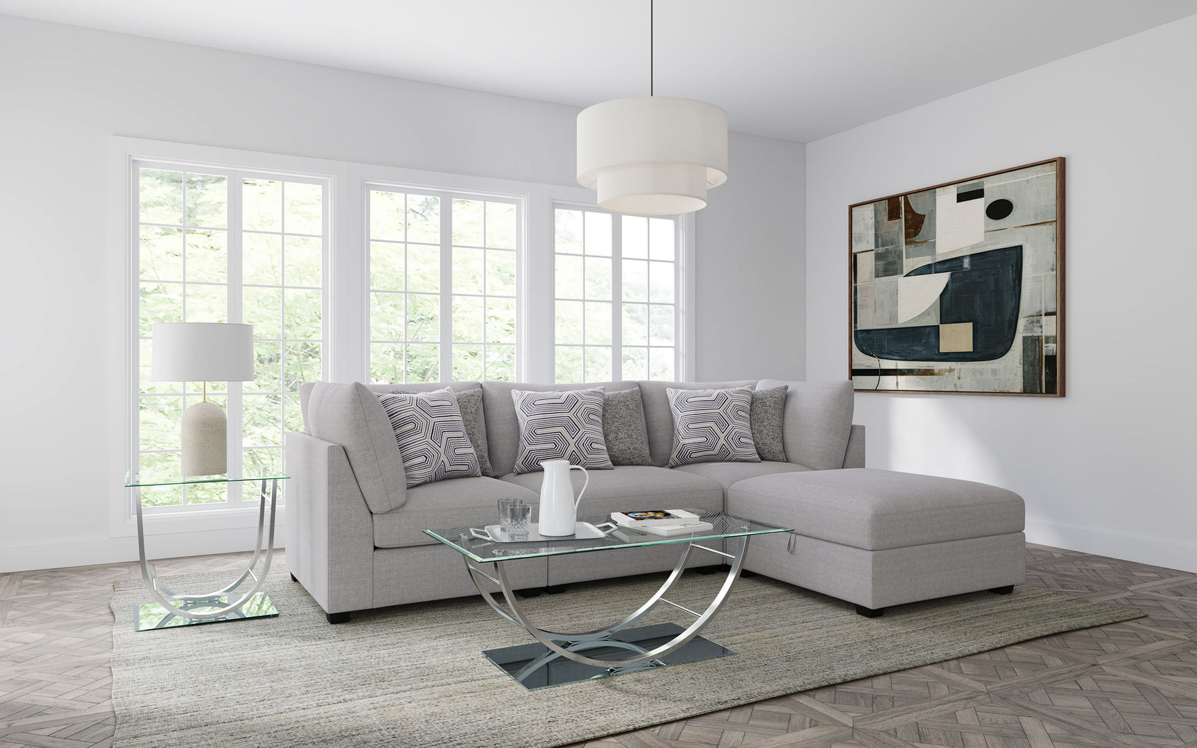 Tampa Furniture Outlet - Coaster - Cambria 4-piece Upholstered Modular Sectional Sofa Grey - 551511-S4A