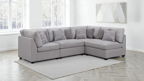 Tampa Furniture Outlet - Coaster - Cambria 4-piece Upholstered Modular Sectional Sofa Grey - 551511-S4B