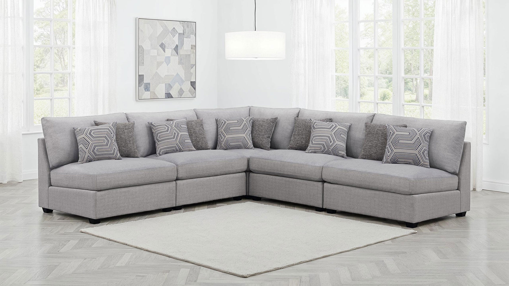Tampa Furniture Outlet - Coaster - Cambria 5-piece Upholstered Modular Sectional Sofa Grey - 551511-S5A
