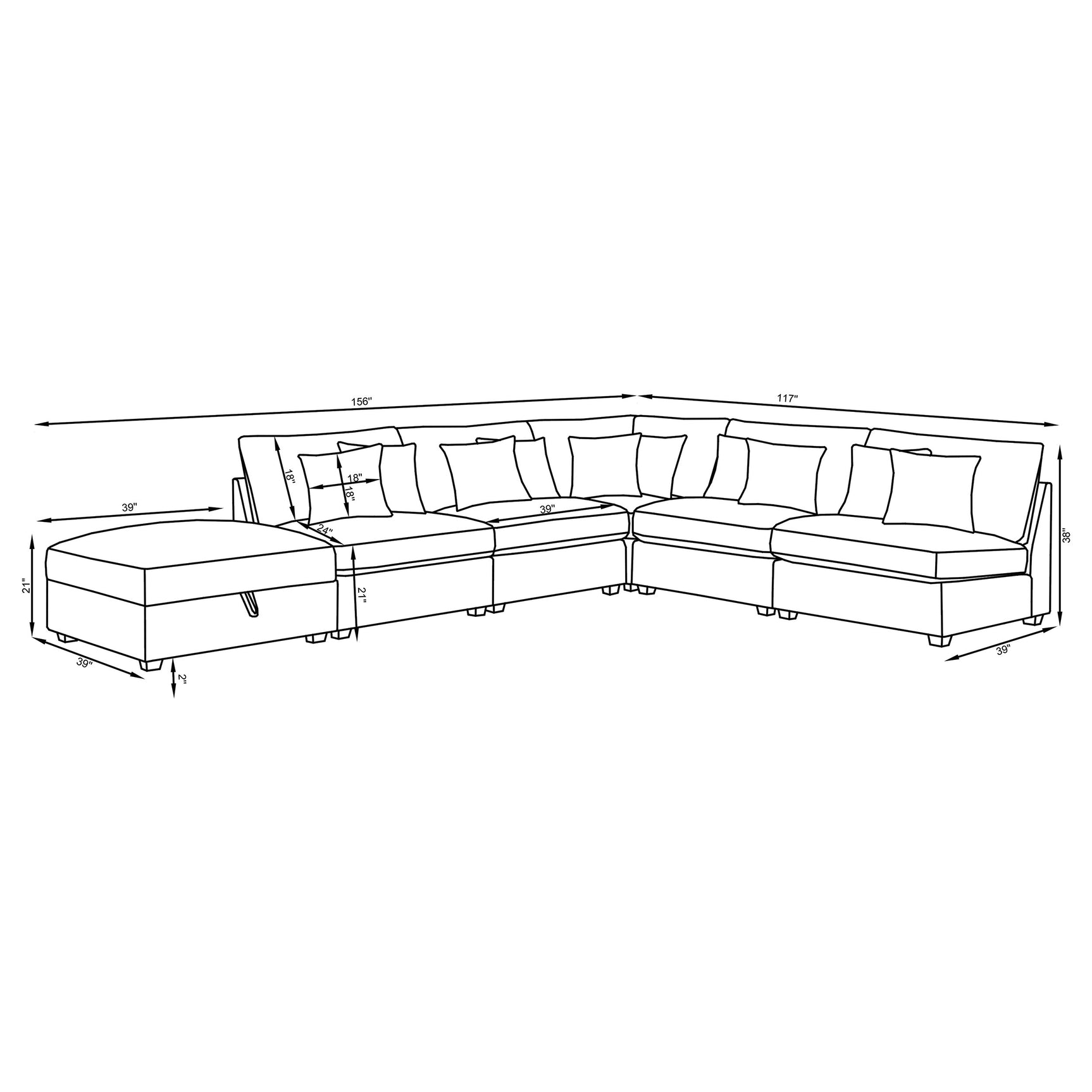 Cambria 6-piece Upholstered Modular Sectional Sofa Grey - Tampa Furniture Outlet