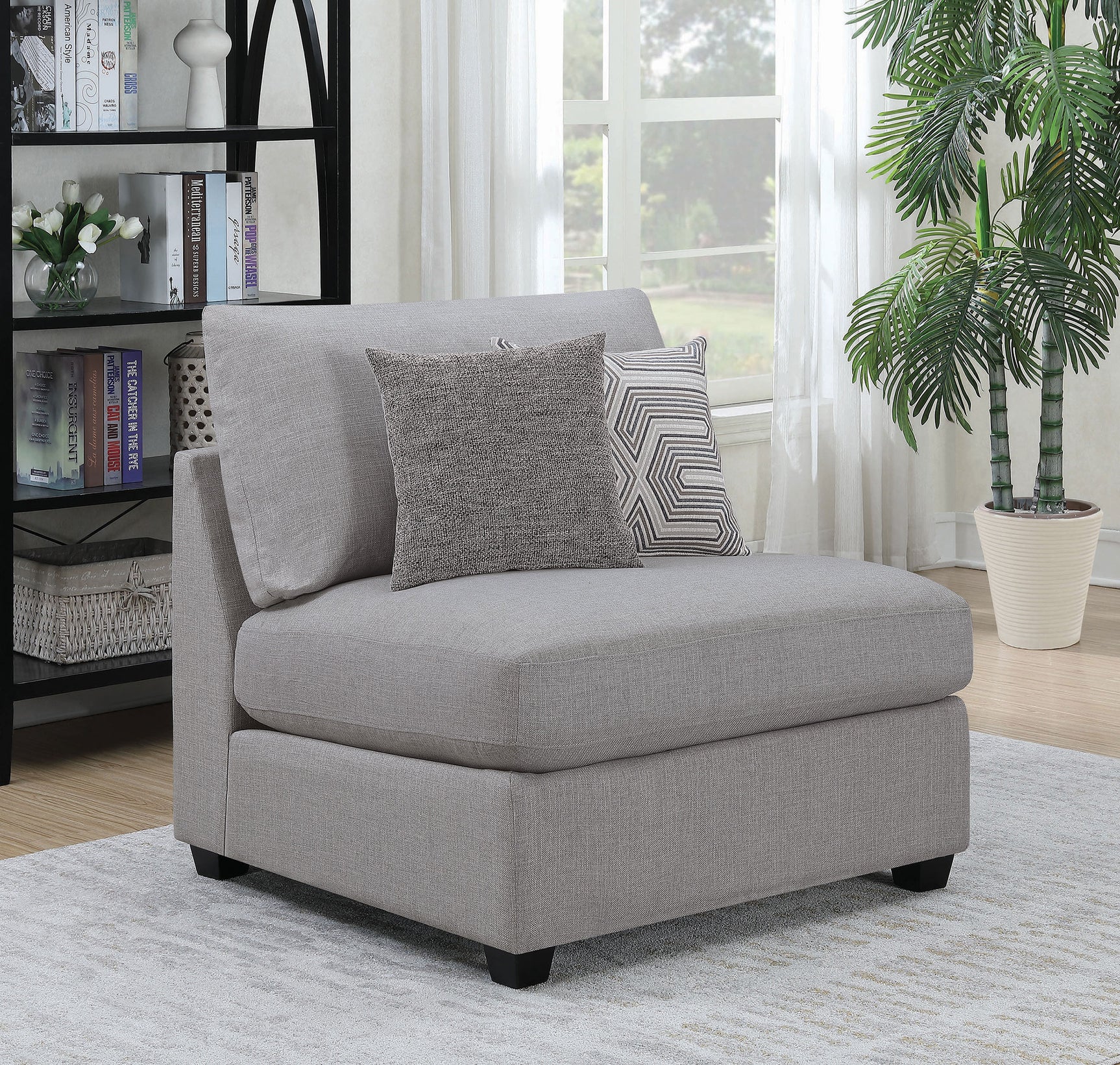 Cambria Upholstered Armless Chair Grey - Tampa Furniture Outlet