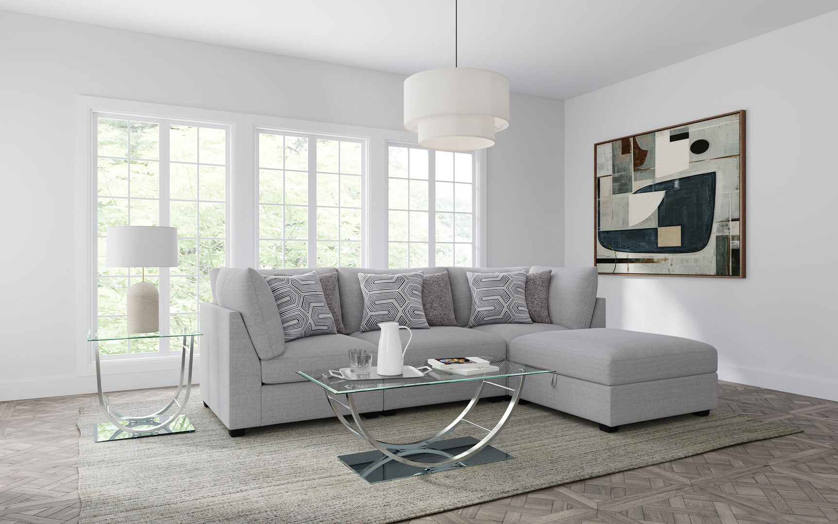 Cambria Upholstered Armless Chair Grey - Tampa Furniture Outlet