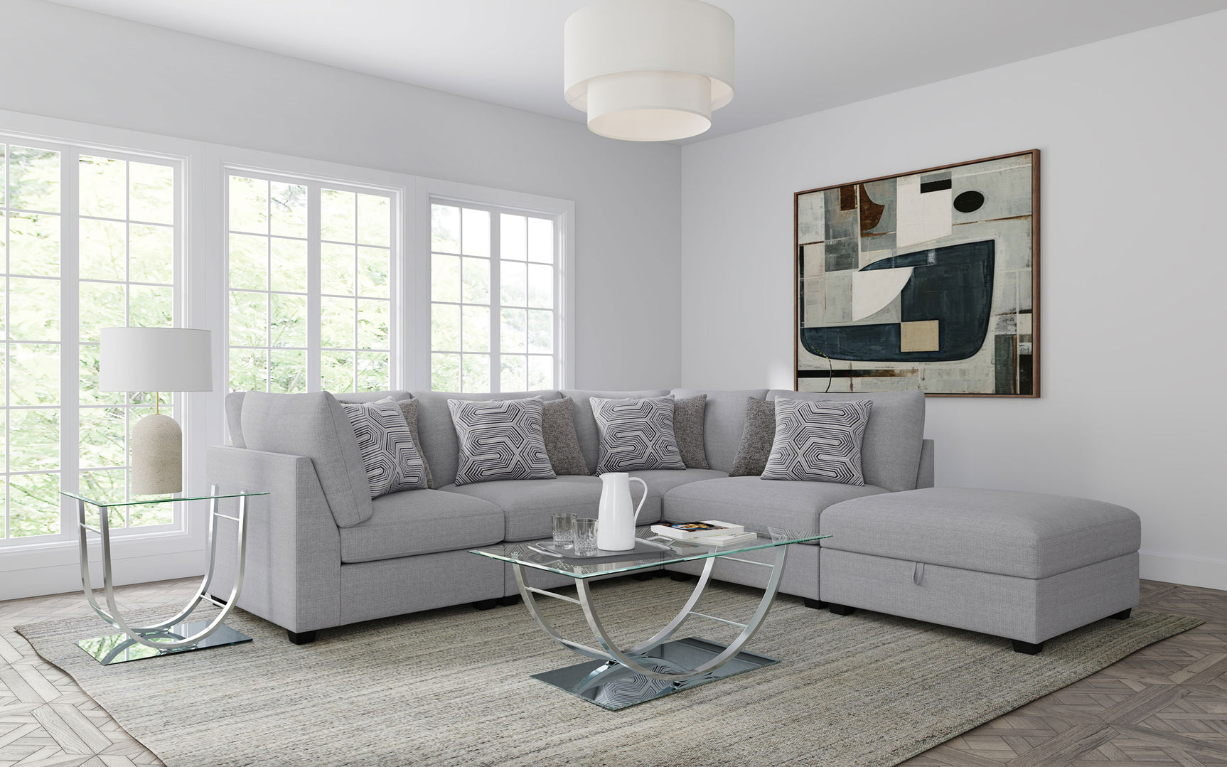 Cambria Upholstered Armless Chair Grey - Tampa Furniture Outlet