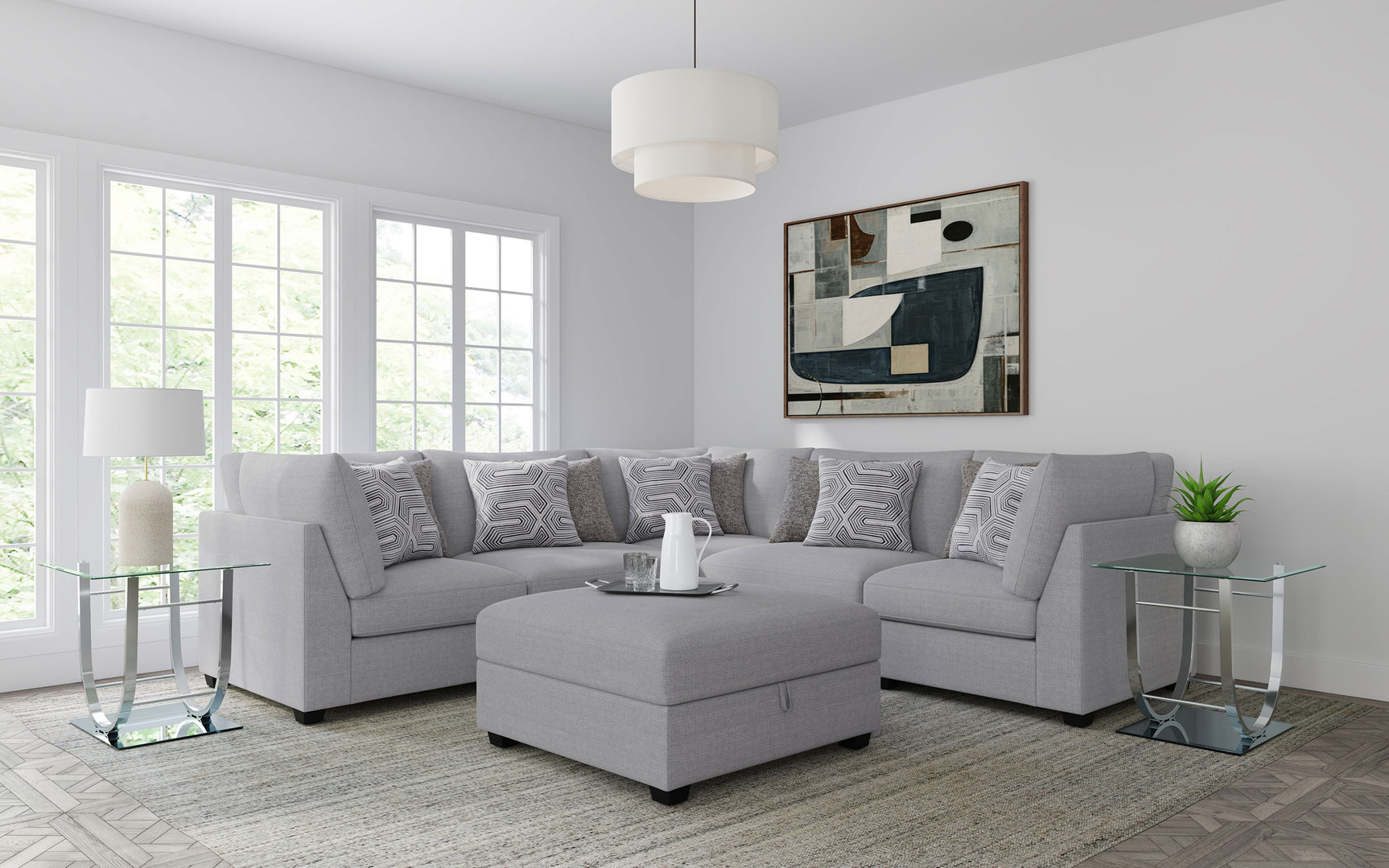 Cambria Upholstered Armless Chair Grey - Tampa Furniture Outlet
