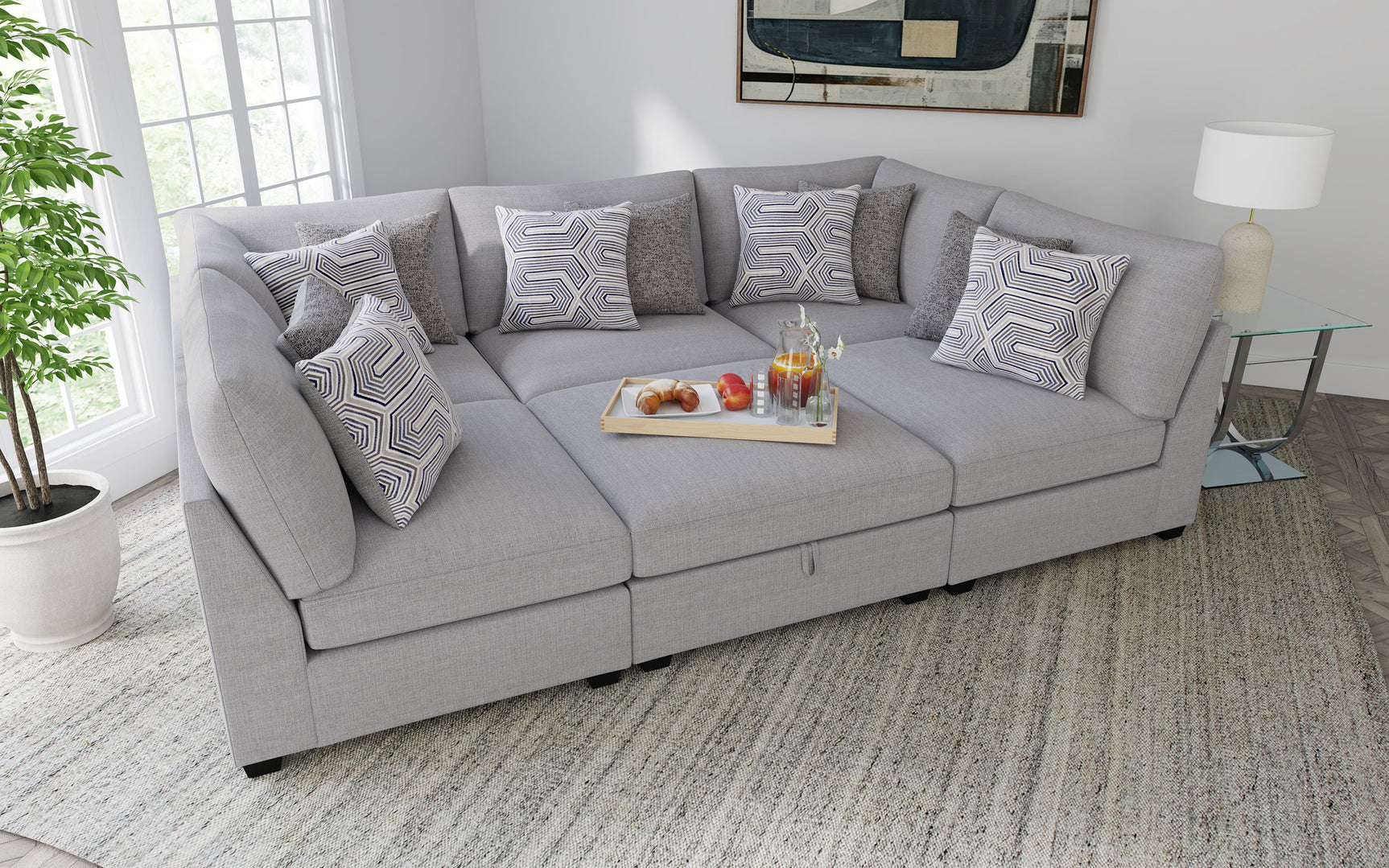 Cambria Upholstered Armless Chair Grey - Tampa Furniture Outlet
