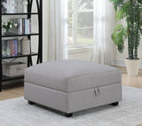 Cambria Square Upholstered Storage Ottoman Grey - Tampa Furniture Outlet