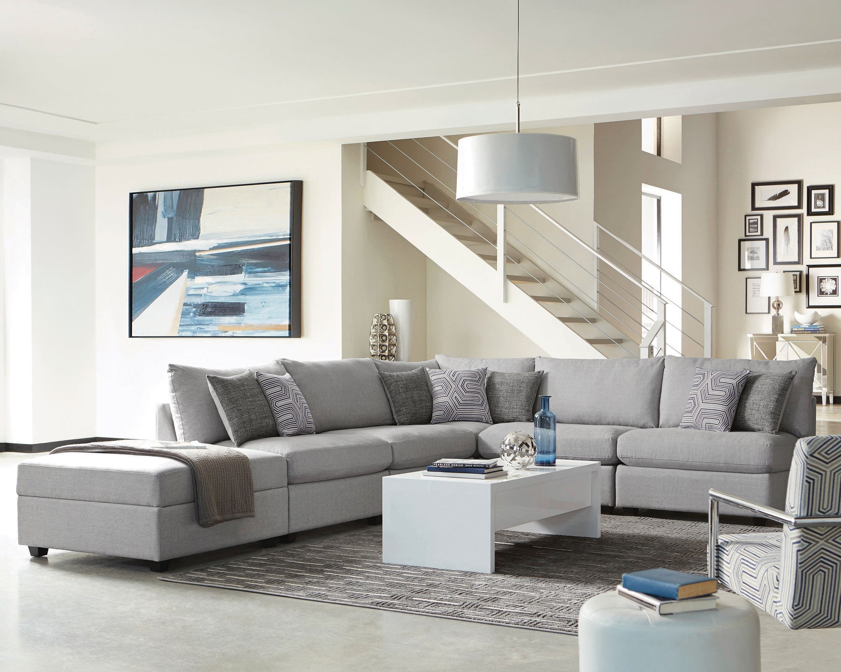 Cambria Square Upholstered Storage Ottoman Grey - Tampa Furniture Outlet