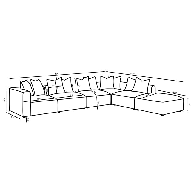 Jennifer 6-piece Upholstered Modular Sectional Grey - Tampa Furniture Outlet