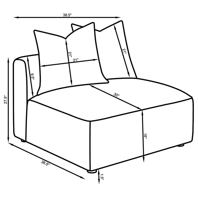 Jennifer Upholstered Armless Chair Grey - Tampa Furniture Outlet