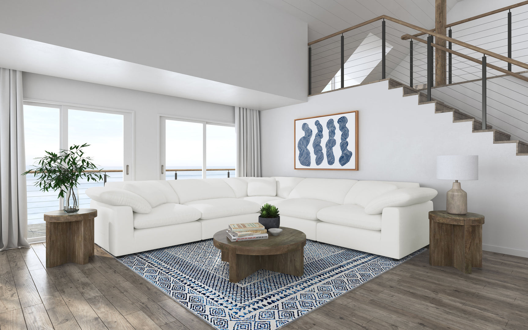 Tampa Furniture Outlet - Coaster - Raleigh 5-piece Boucle Upholstered Modular Sectional Ivory - 551751-SETB