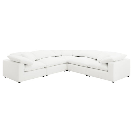 Raleigh 5-piece Boucle Upholstered Modular Sectional Ivory - Tampa Furniture Outlet