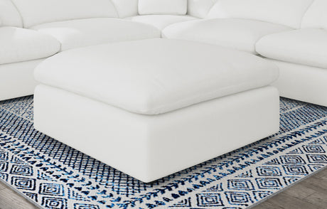Raleigh Boucle Upholstered Ottoman Ivory - Tampa Furniture Outlet