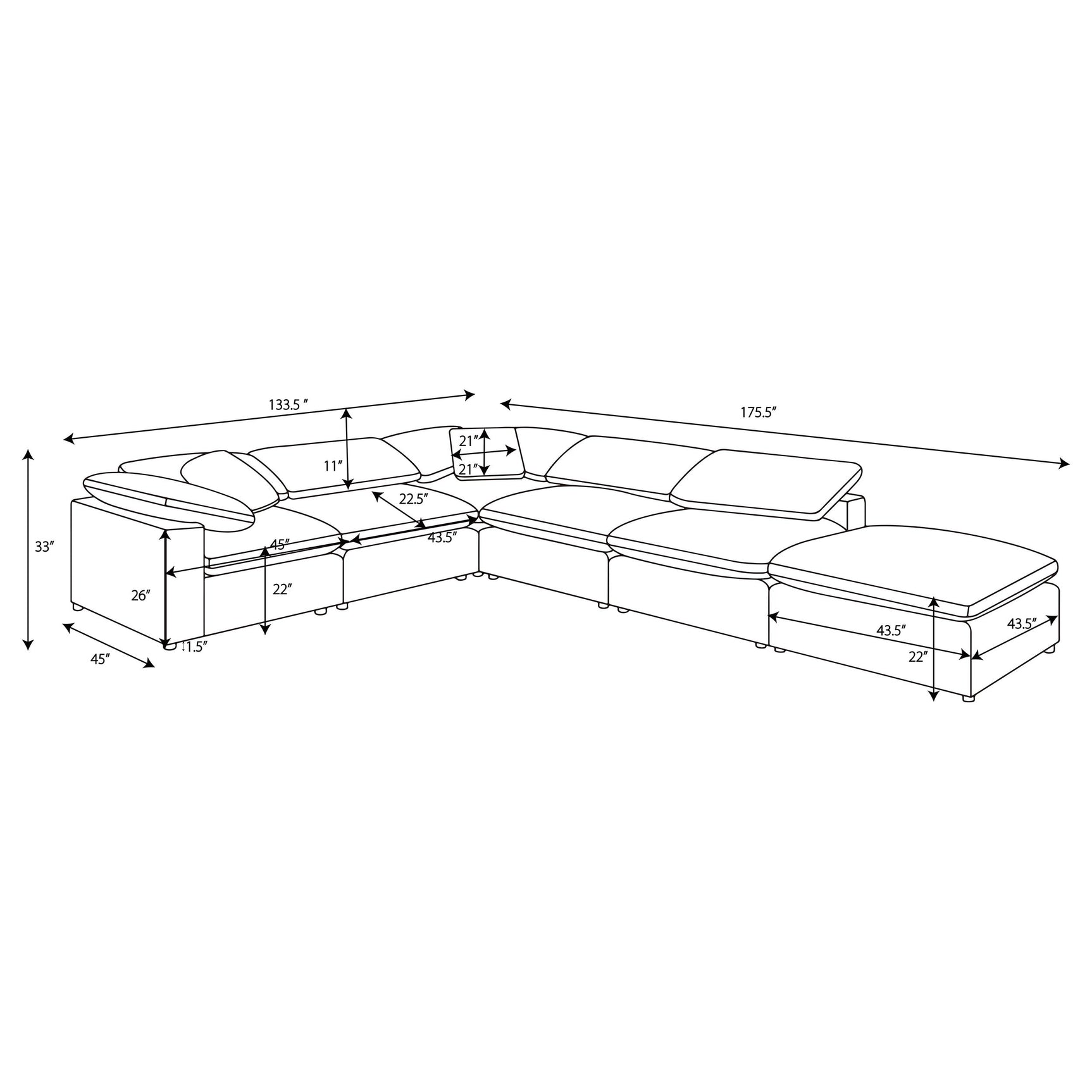 Raleigh 6-piece Boucle Upholstered Modular Sectional Grey - Tampa Furniture Outlet