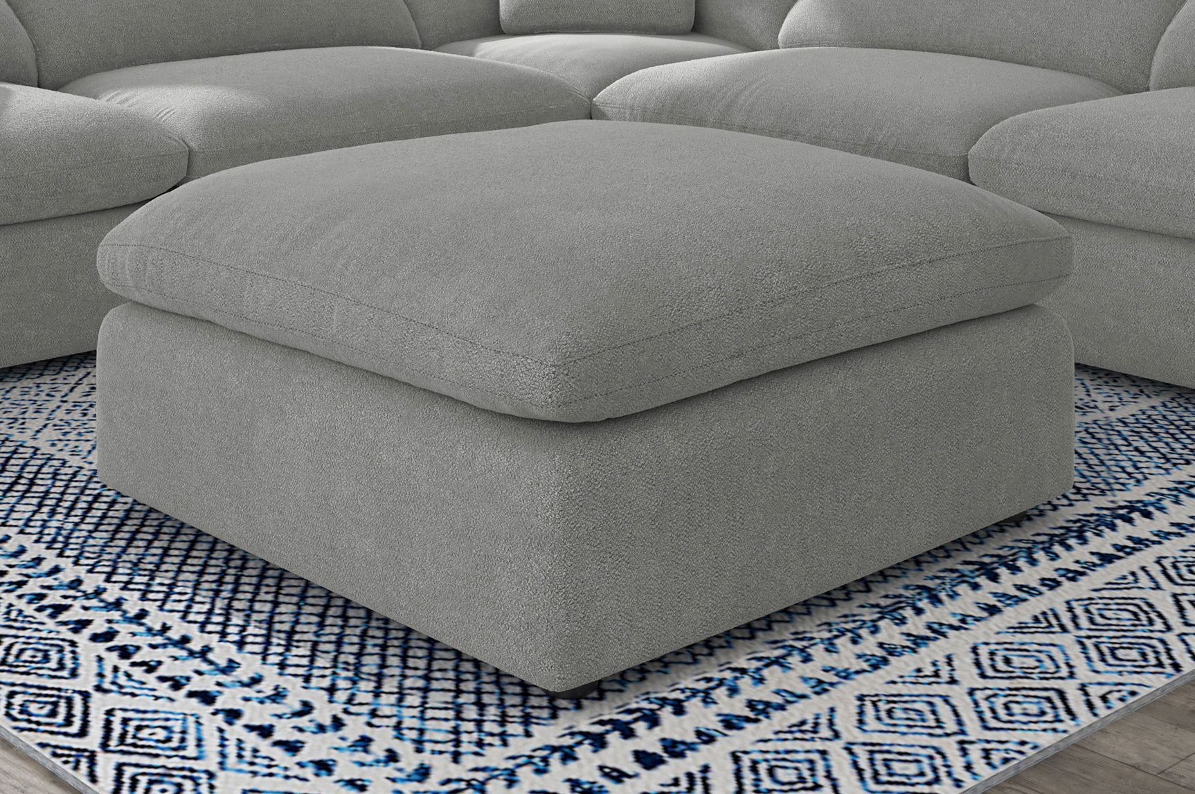 Raleigh Boucle Upholstered Ottoman Grey - Tampa Furniture Outlet