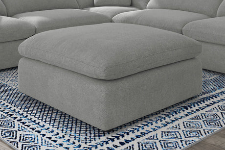 Raleigh Boucle Upholstered Ottoman Grey - Tampa Furniture Outlet