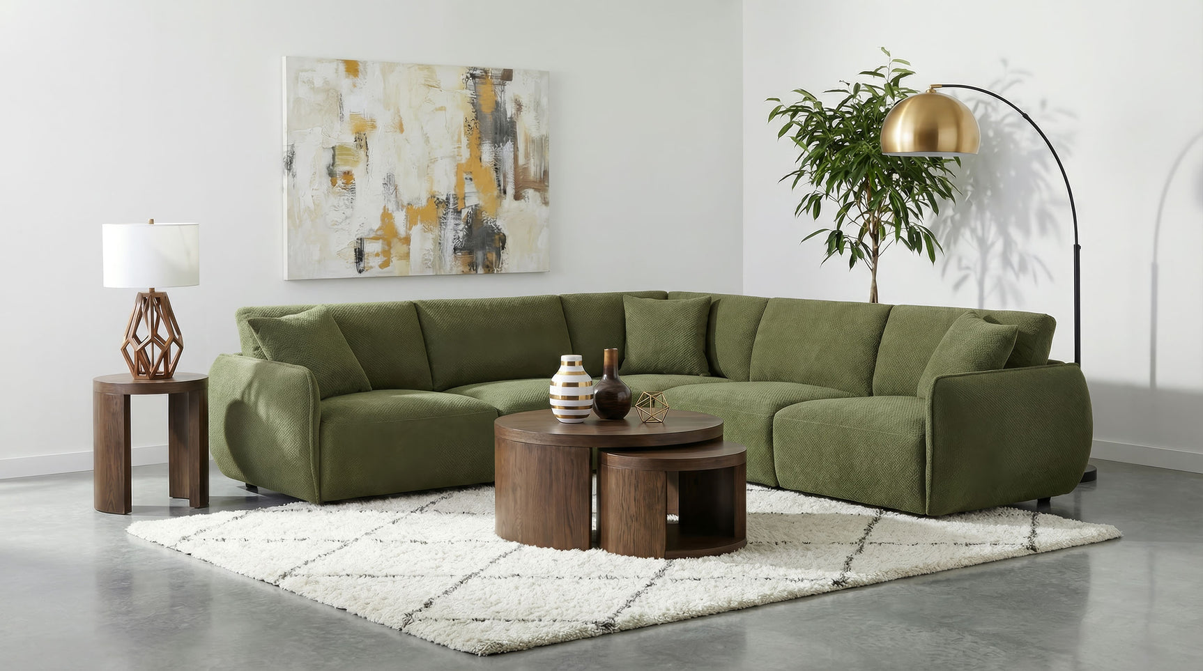 Elysia Fabric Upholstered Modular LAF Chair Green