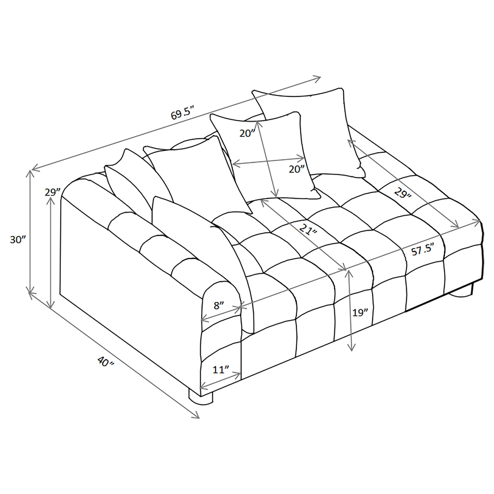 Amara Upholstered LAF Loveseat